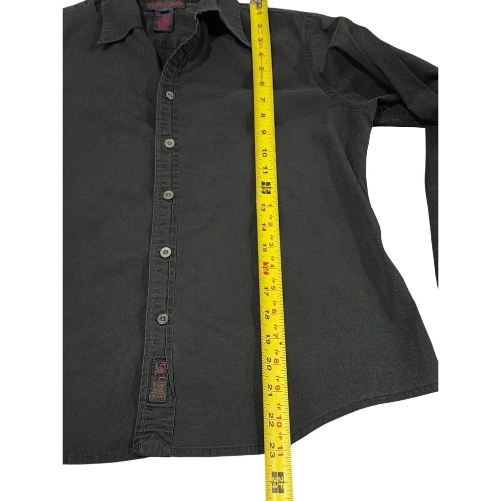 VTG Ralph Lauren Button Down Shirt Black Stretch Cotton Long‎ Sleeve Kids Large